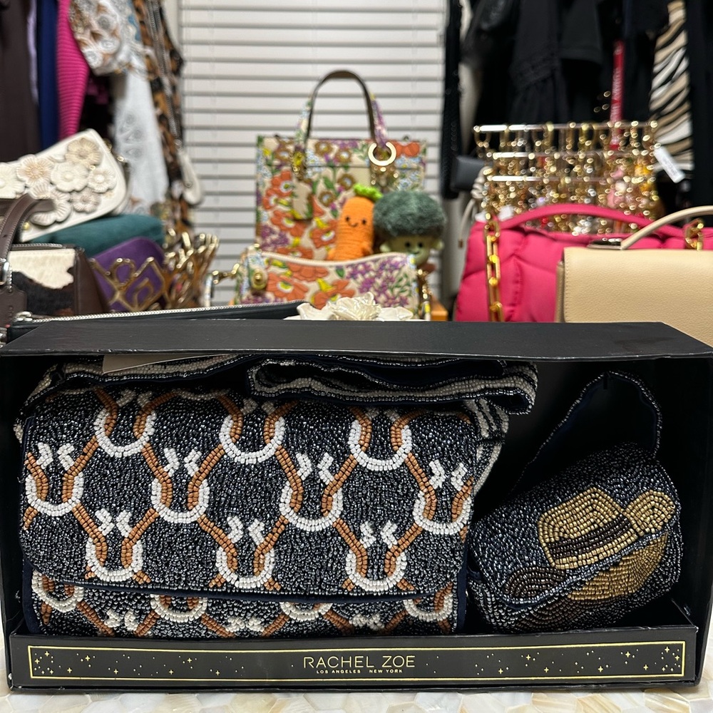 Rachel Zoe Viral Cowgirl beaded Shoulder Bag with matching bag charm! So Nice!